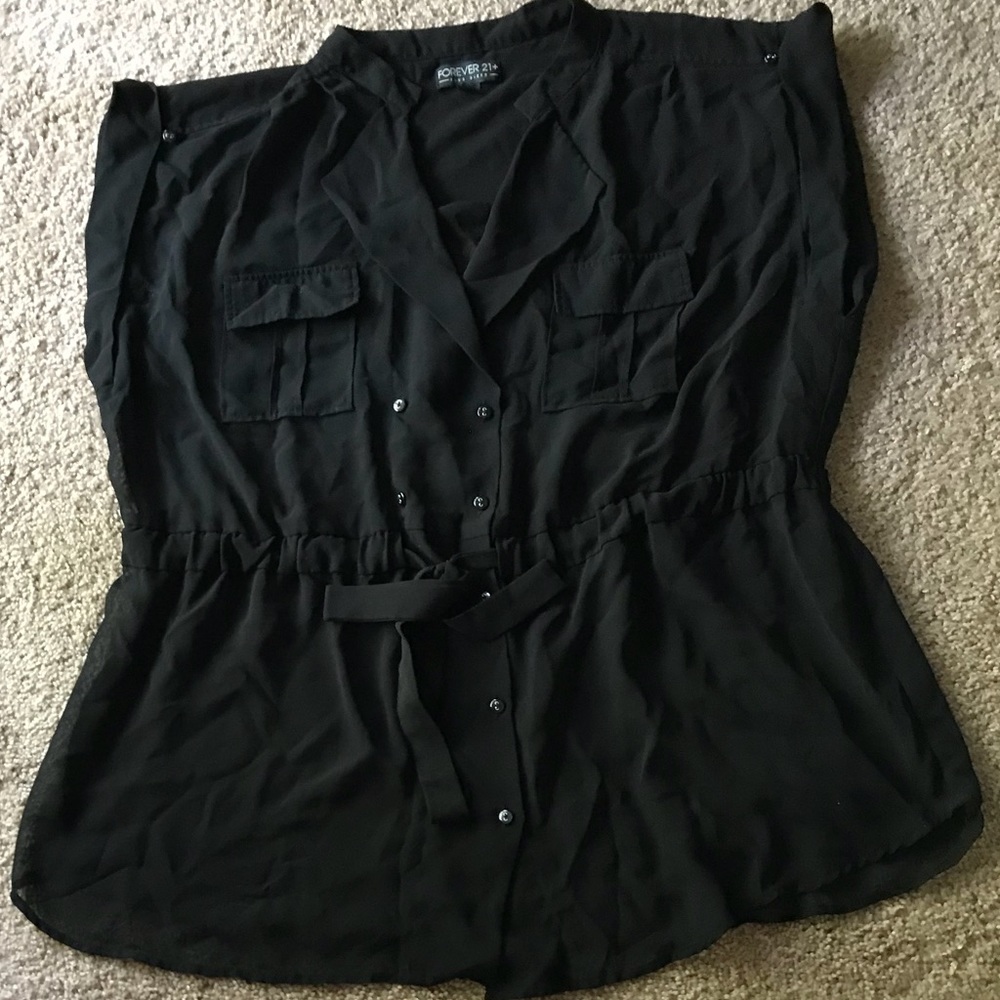 Sheer Double Breasted Utility Style Vest